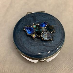 Spring Street Blue Enamel Crystals Pill/Vitamin Compact